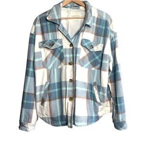 Aeropostale Blue Plaid Button Front Shacket Jacket Size Medium